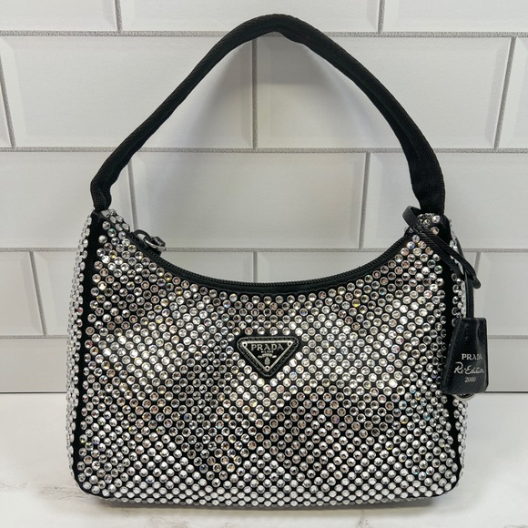 Prada Reedition Re edition 2000 Satin Hobo Mini Shoulder Bag Purse Crystal Gems - Picture 1 of 9